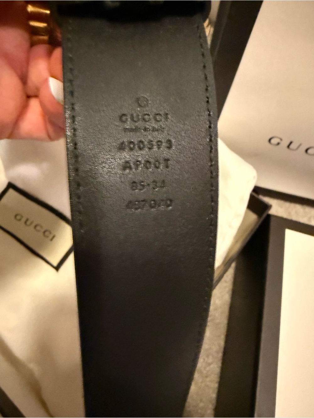 Gucci Double G Gold Buckle Black Leather Belt - Picture 7 of 10